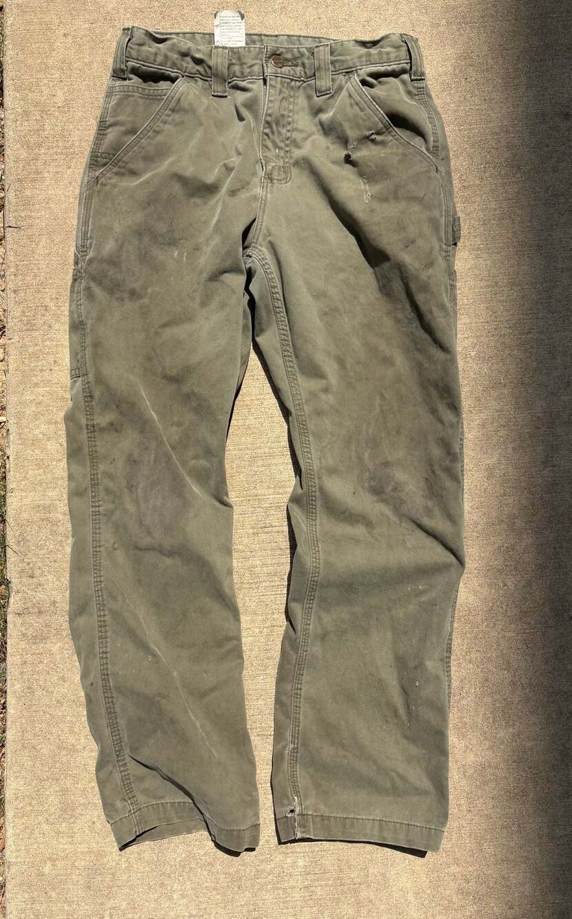 Vintage Carhartt ARG Olive Green Relaxed Fit Cargo Carpenter Work Pants 30x30